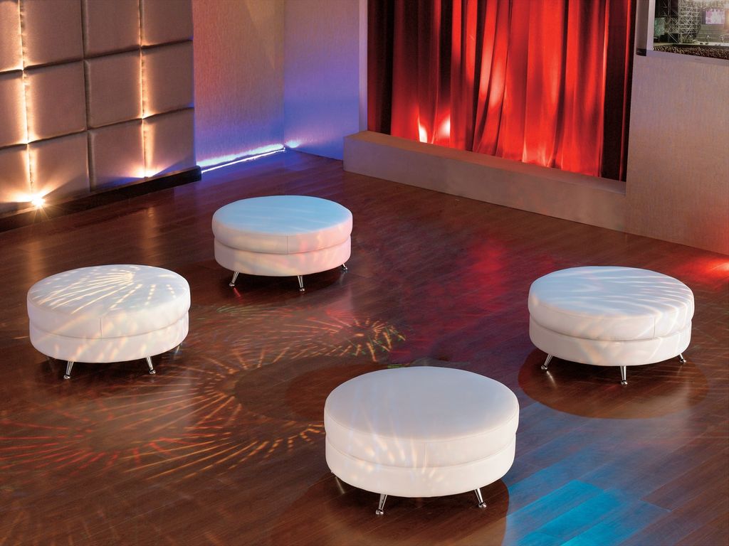 Round Leather Ottoman