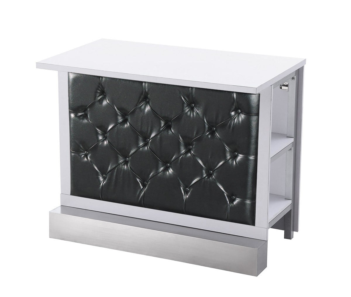 Leather Tufted Bar Table – White